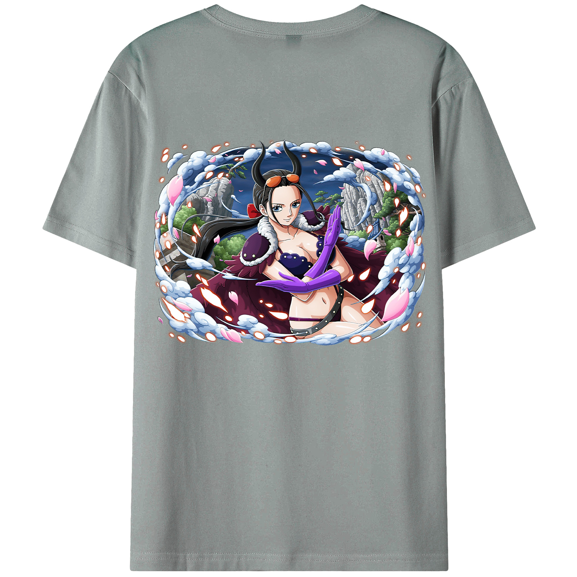 ワンピース ニコ・ロビン ONE PIECE Nico Robin 綿100％ メンズ半袖Tシャツ（バックプリント） 通気性
